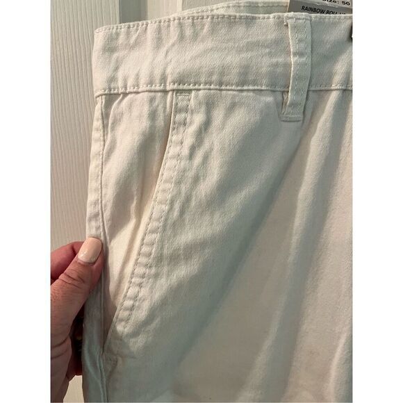Pride Bunny White Rainbow Roll Up Chino Pants sz 50 NWT - Picture 3 of 8